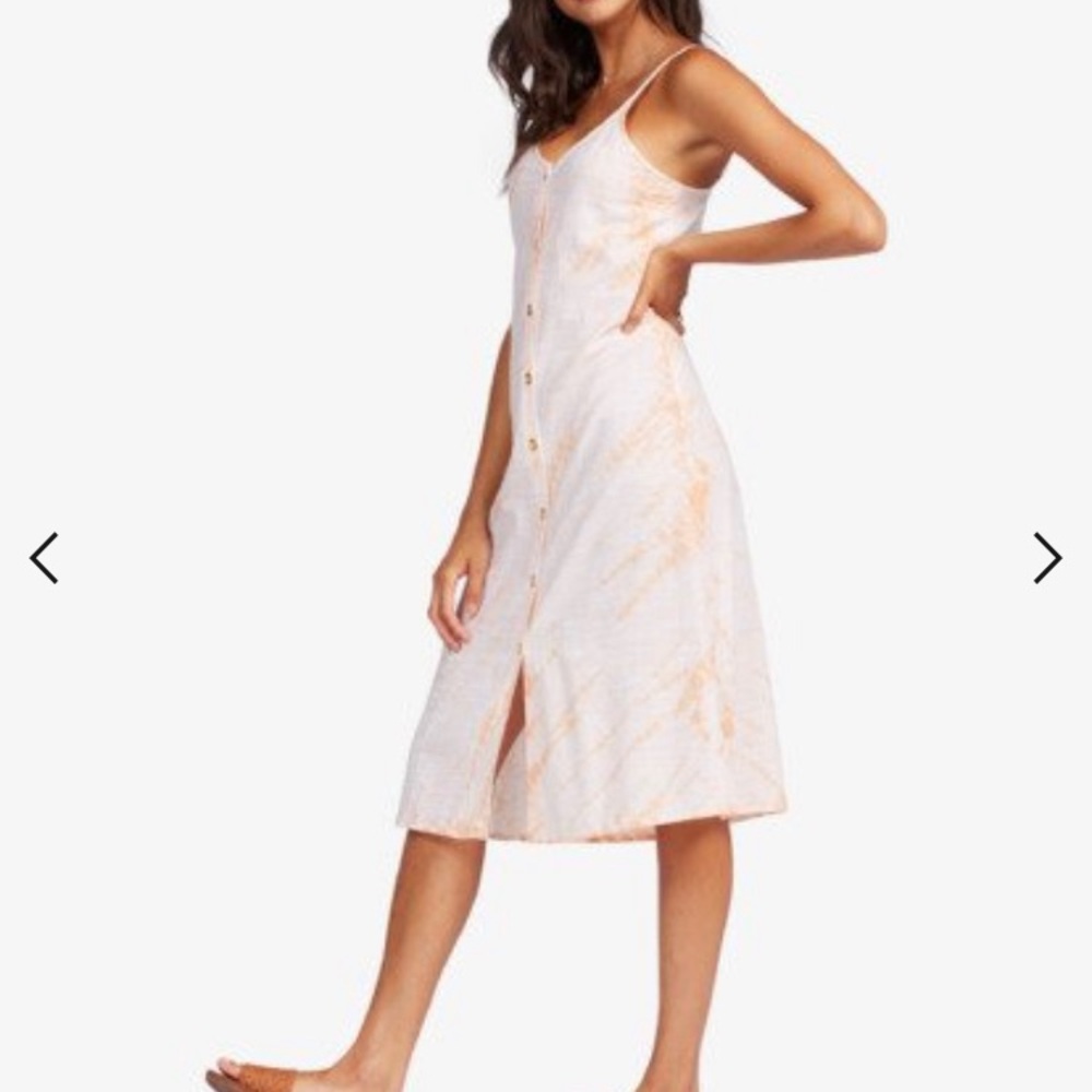 Roxy Wild Ties Summer Cotton Dress - Midi - Peach - Stripe Size XL NWT!!!